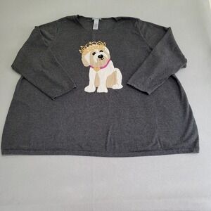 Catherine's Long Sleeve Knit Sweater Women's Plus Size 3X Novelty Dog